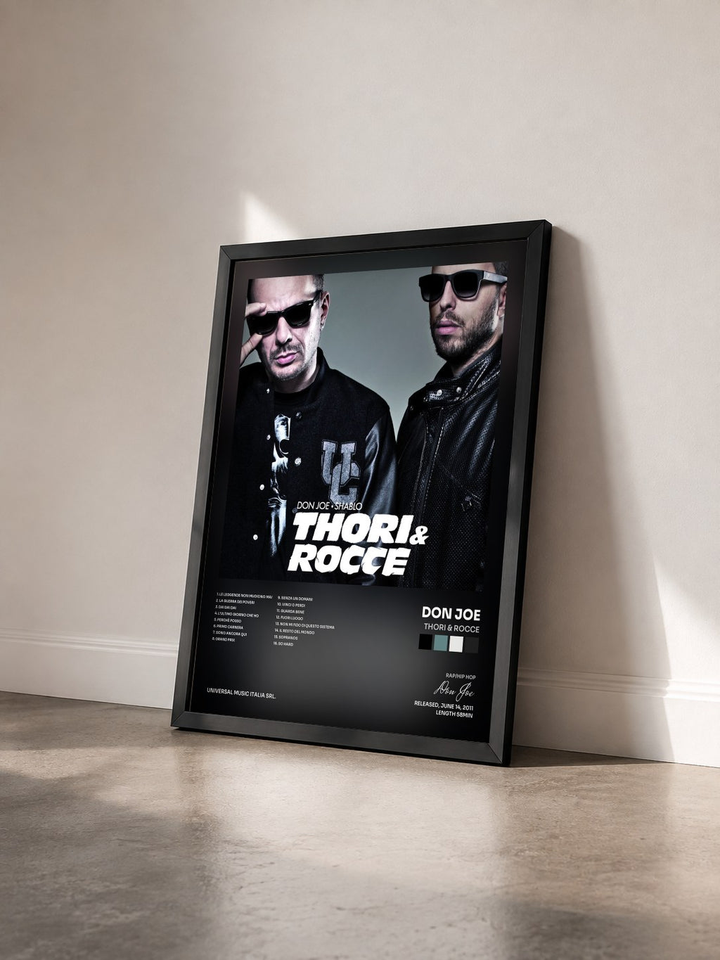 #noir Tableau de l'album Thori & Rocce de Don Joe vu de trois quarts, cadre noir
