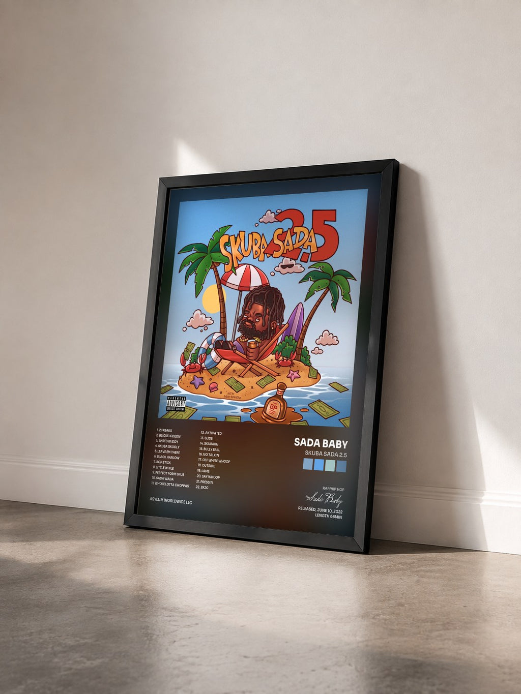 #noir Tableau de l'album Skuba Sada 2.5 de Sada Baby vu de trois quarts, cadre noir