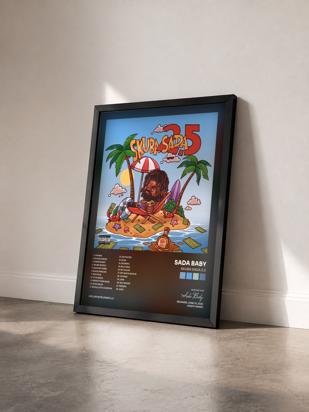#noir Tableau de l'album Skuba Sada 2.5 de Sada Baby vu de trois quarts, cadre noir