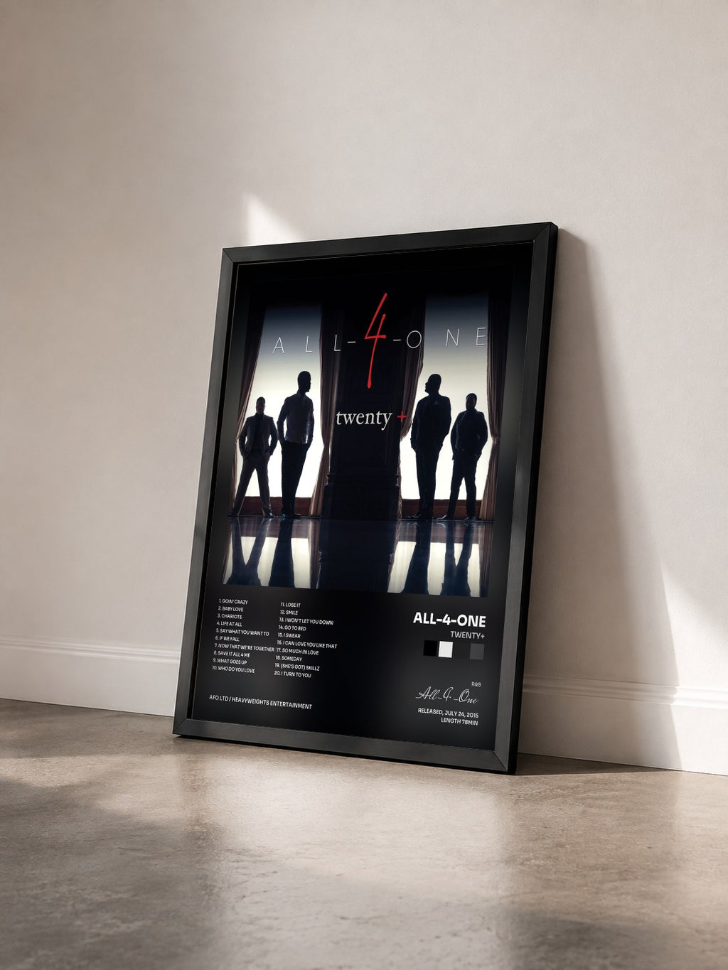 #noir Tableau de l'album Twenty+ de All-4-One vu de trois quarts, cadre noir