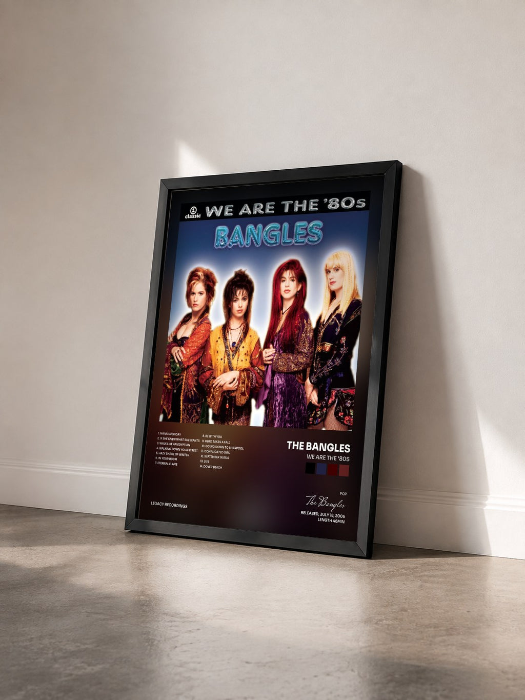 #noir Tableau de l'album We Are The '80s de The Bangles vu de trois quarts, cadre noir