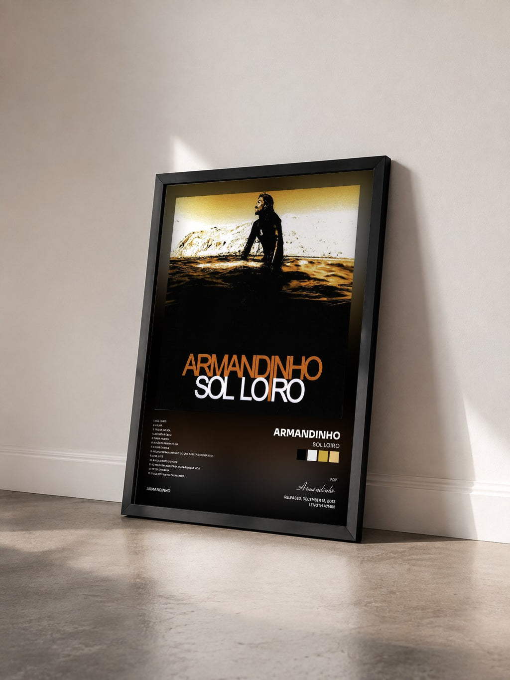 #noir Tableau de l'album Sol Loiro de Armandinho vu de trois quarts, cadre noir