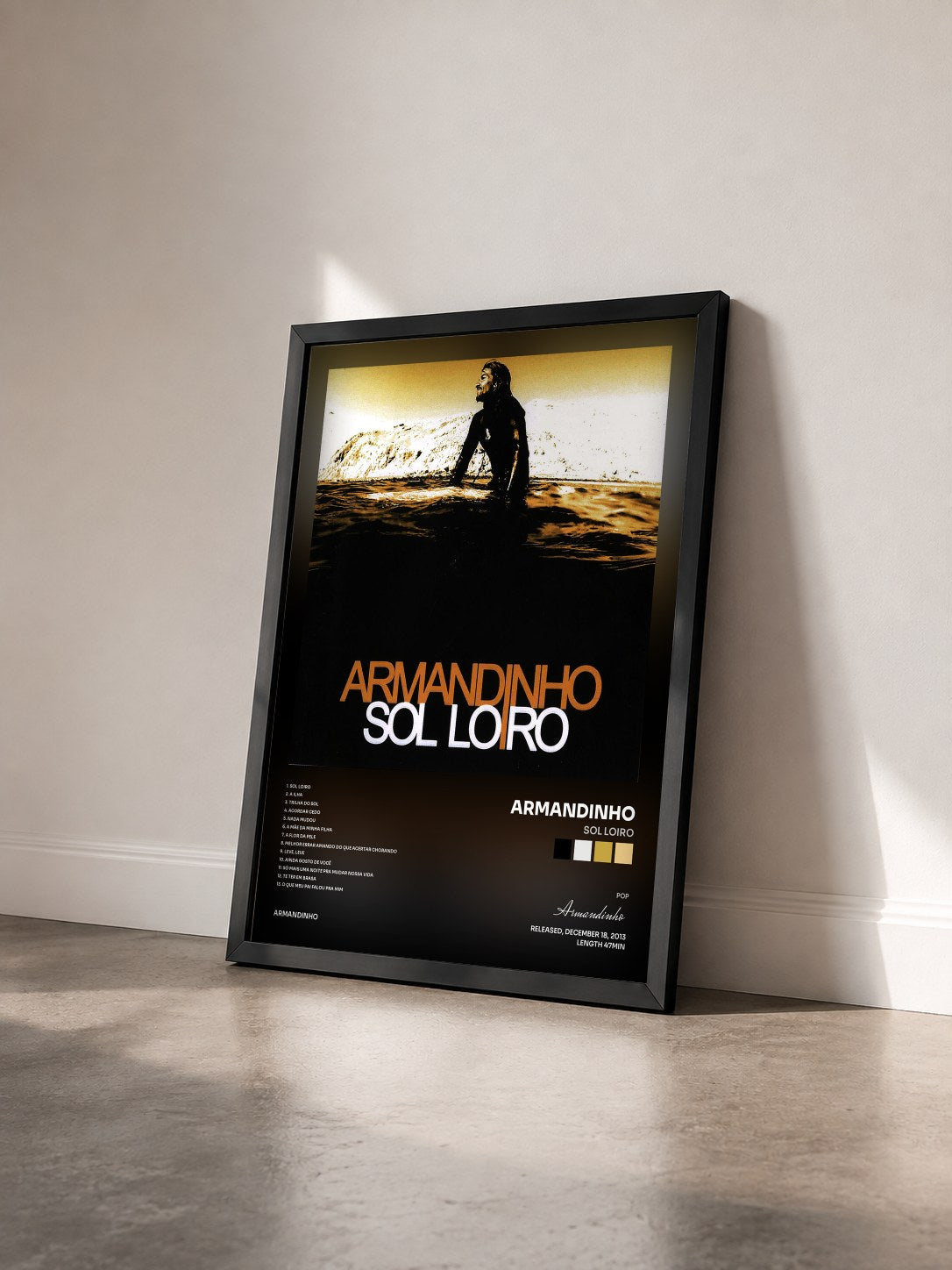#noir Tableau de l'album Sol Loiro de Armandinho vu de trois quarts, cadre noir