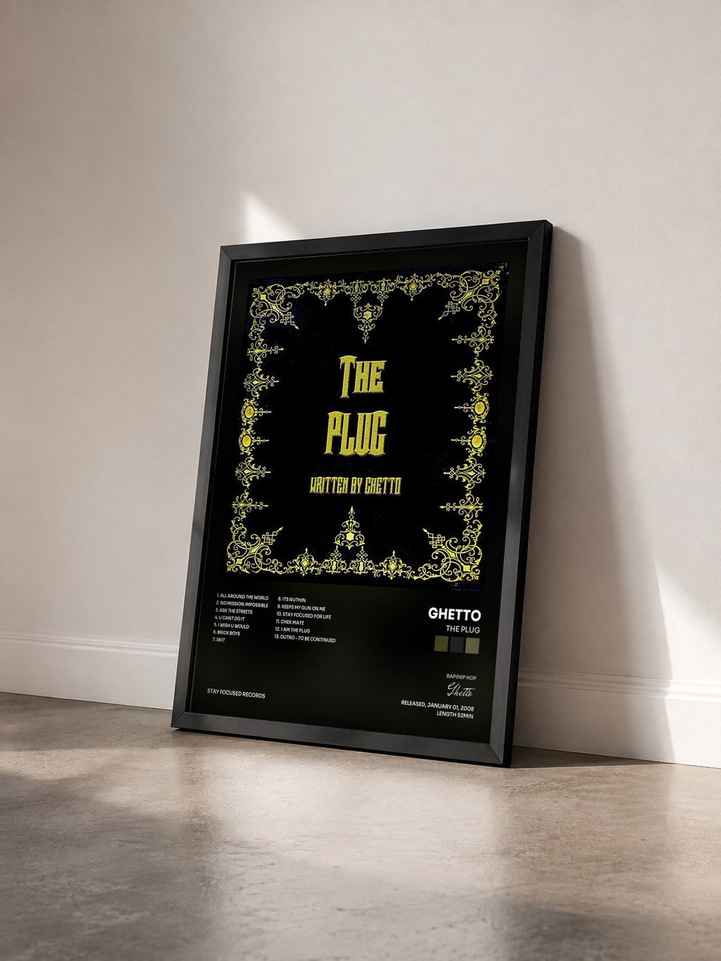#noir Tableau de l'album The Plug de Ghetto vu de trois quarts, cadre noir