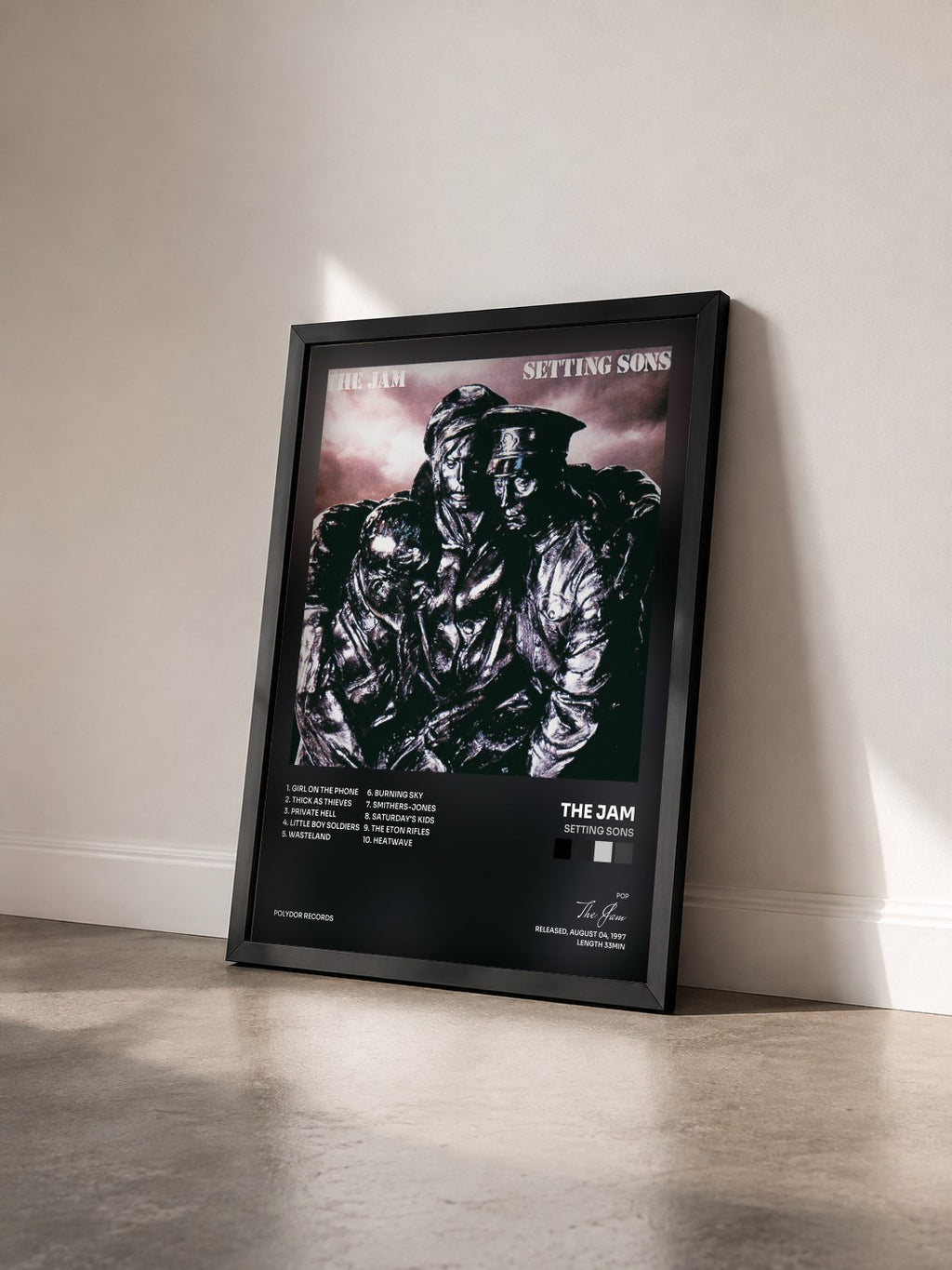 #noir Tableau de l'album Setting Sons de The Jam vu de trois quarts, cadre noir
