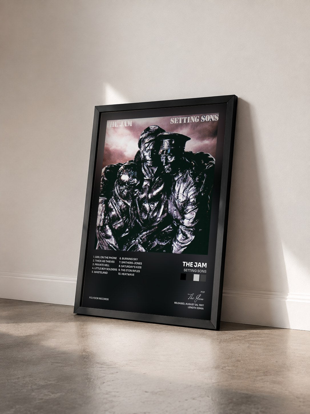 #noir Tableau de l'album Setting Sons de The Jam vu de trois quarts, cadre noir