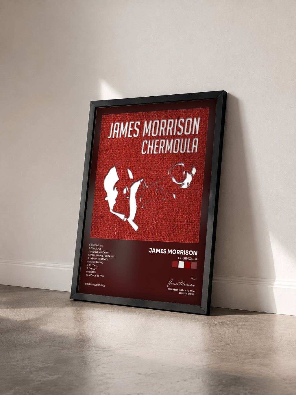 #noir Tableau de l'album Chermoula de James Morrison vu de trois quarts, cadre noir