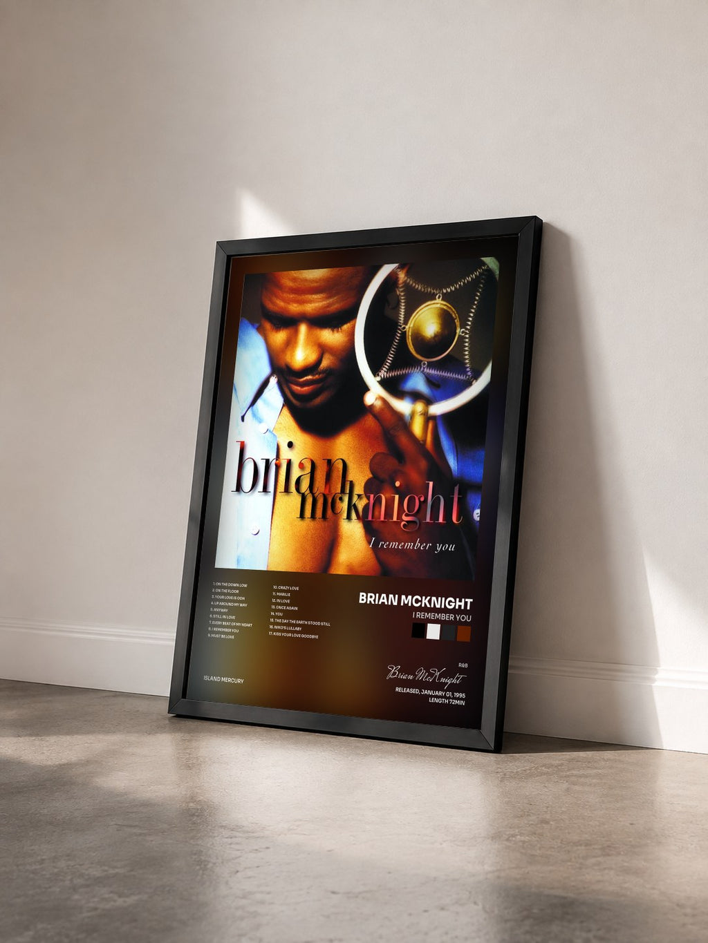 #noir Tableau de l'album I Remember You de Brian McKnight vu de trois quarts, cadre noir