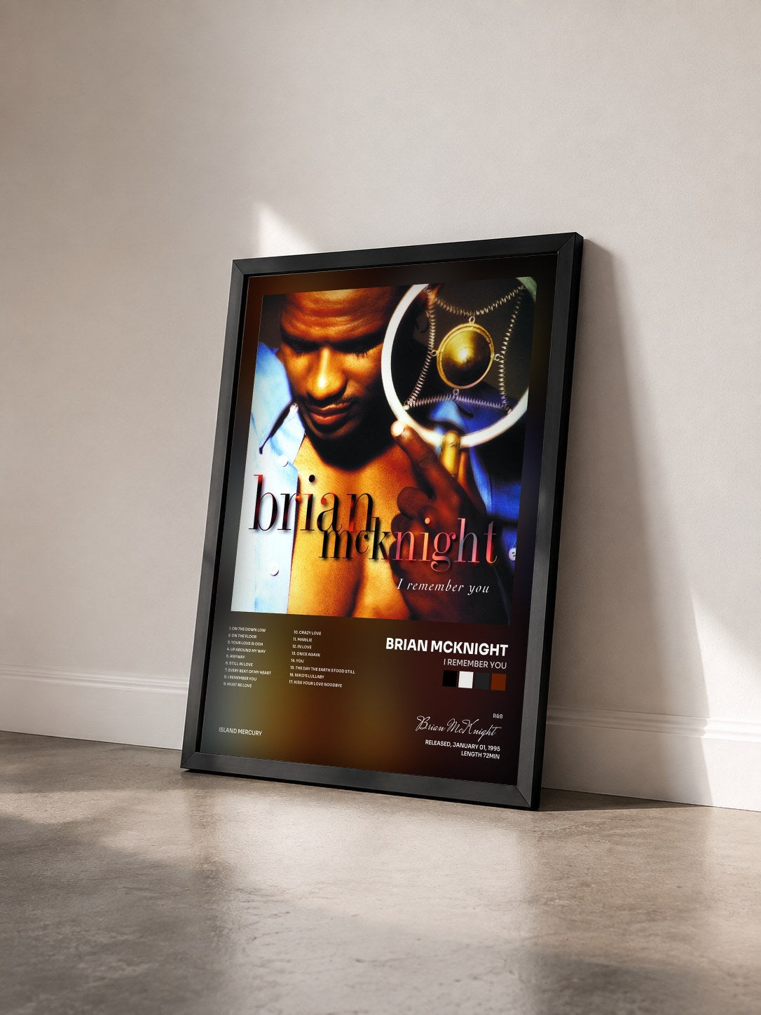 #noir Tableau de l'album I Remember You de Brian McKnight vu de trois quarts, cadre noir