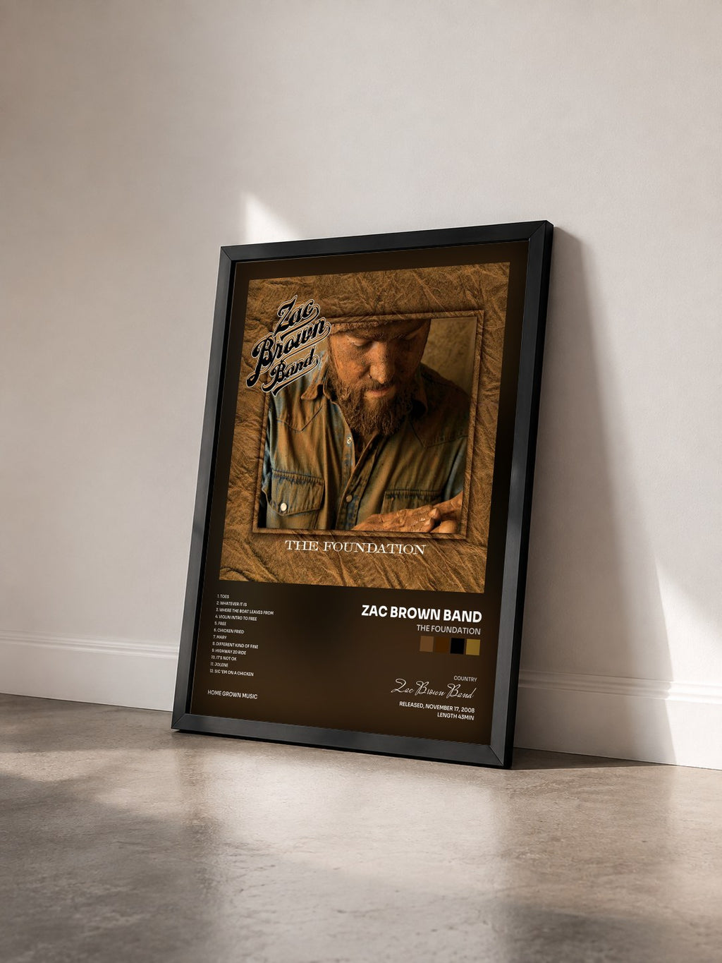 #noir Tableau de l'album The Foundation de Zac Brown Band vu de trois quarts, cadre noir