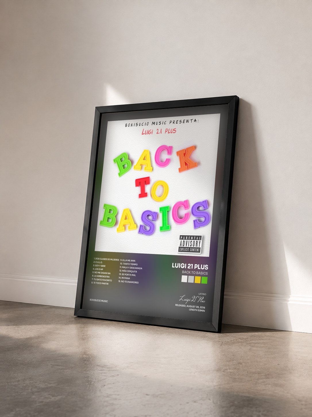 #noir Tableau de l'album Back to Basics de Luigi 21 Plus vu de trois quarts, cadre noir