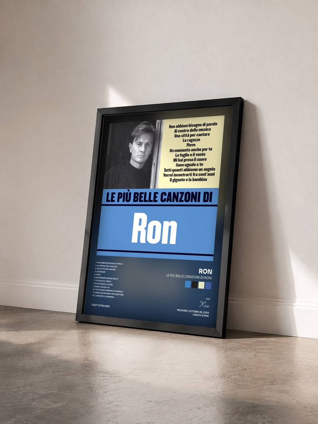#noir Tableau de l'album Le più belle canzoni di Ron de Ron vu de trois quarts, cadre noir