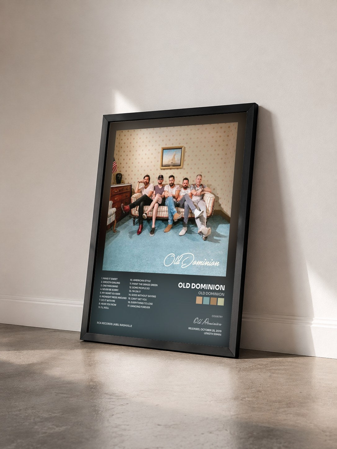 #noir Tableau de l'album Old Dominion de Old Dominion vu de trois quarts, cadre noir