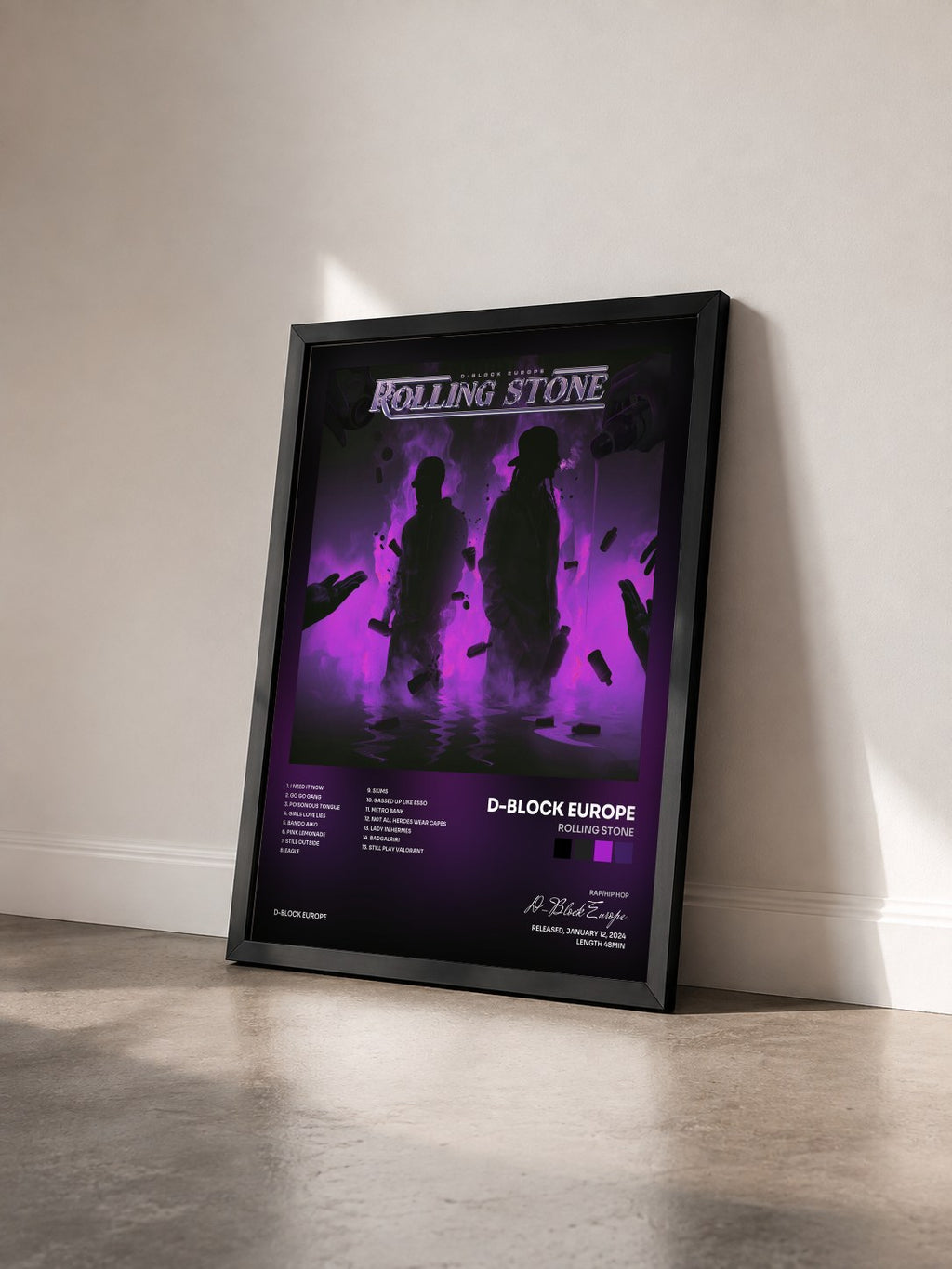 #noir Tableau de l'album Rolling Stone de D-Block Europe vu de trois quarts, cadre noir