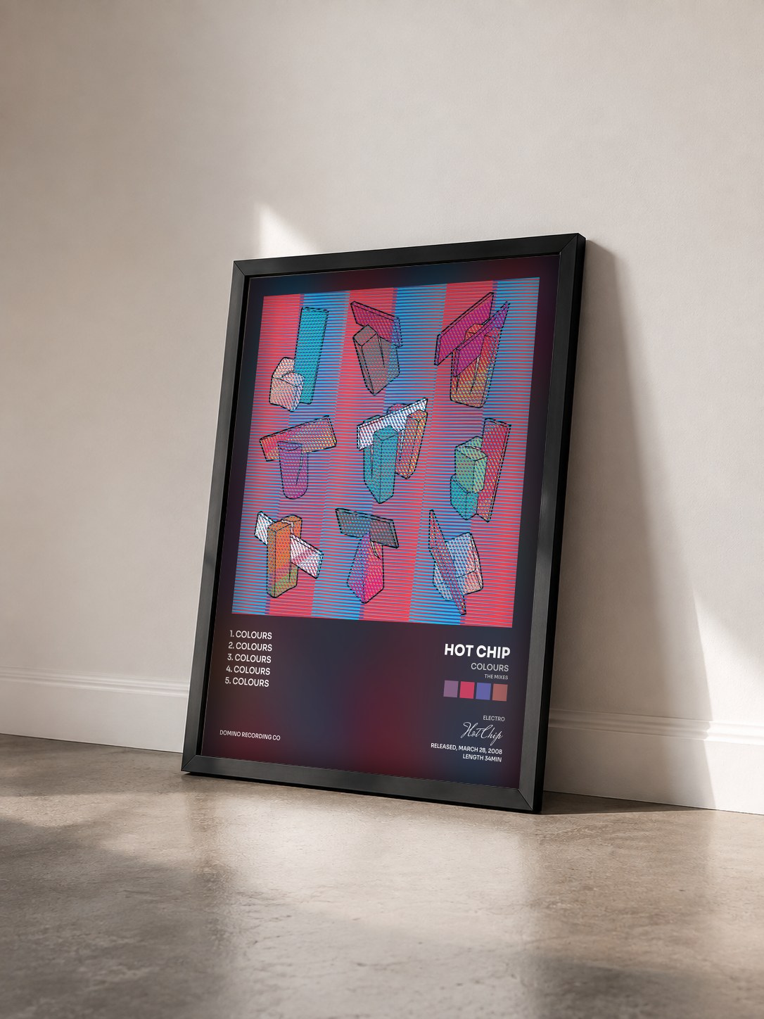 #noir Tableau de l'album Colours (The Mixes) de Hot Chip vu de trois quarts, cadre noir