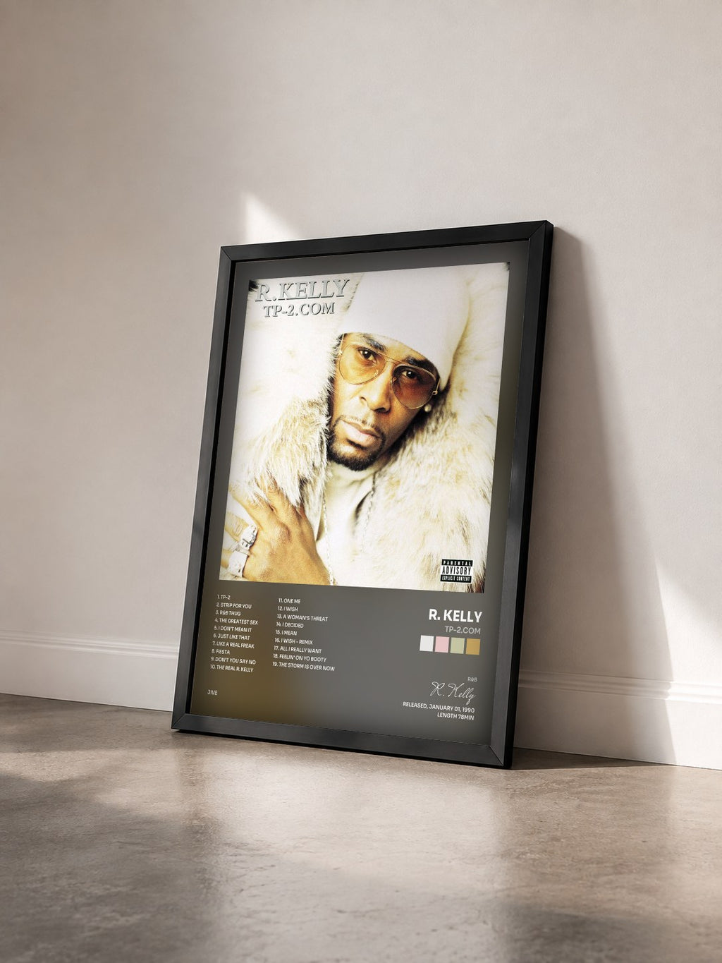 #noir Tableau de l'album TP-2.com de R. Kelly vu de trois quarts, cadre noir