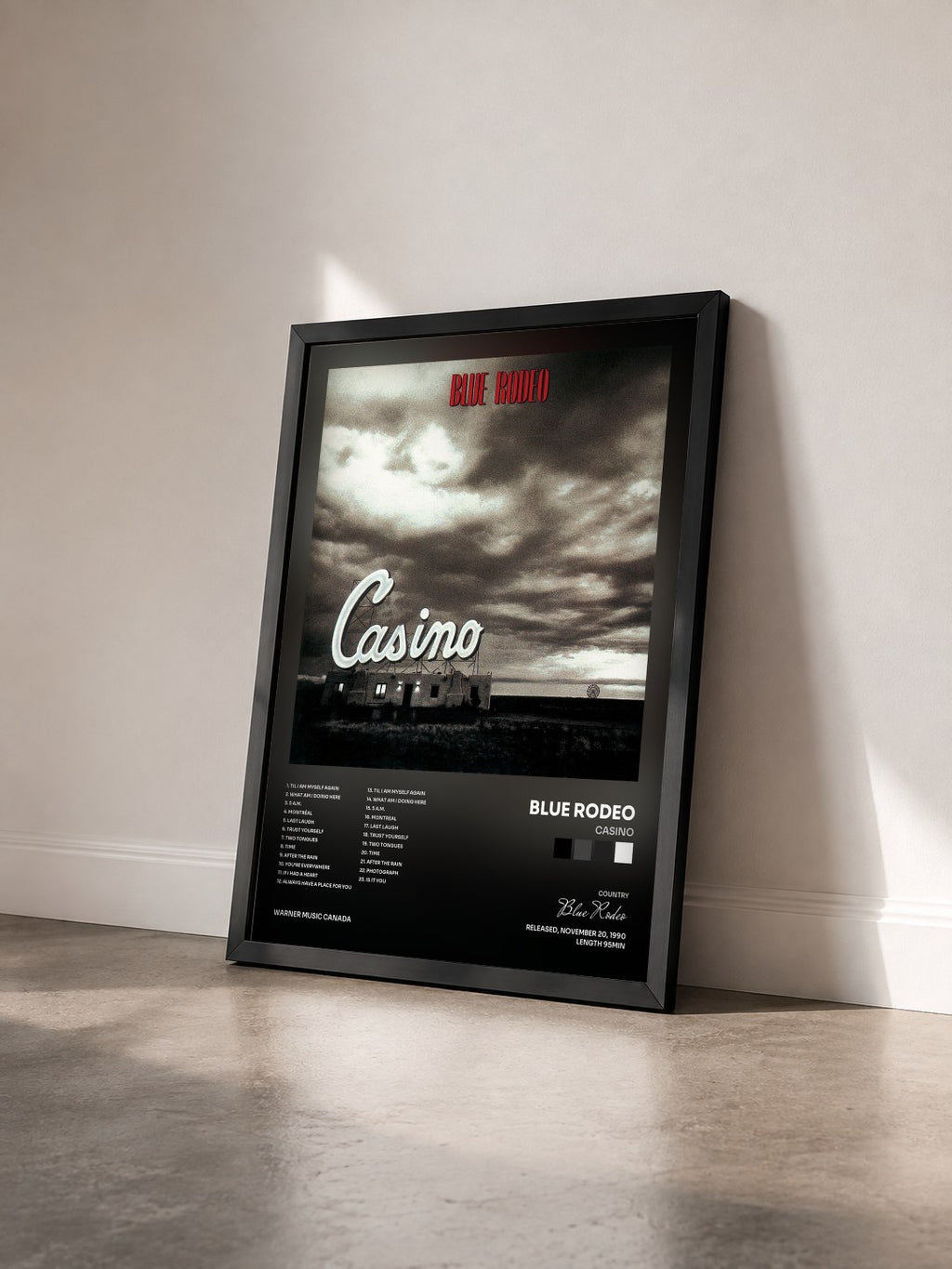 #noir Tableau de l'album Casino de Blue Rodeo vu de trois quarts, cadre noir