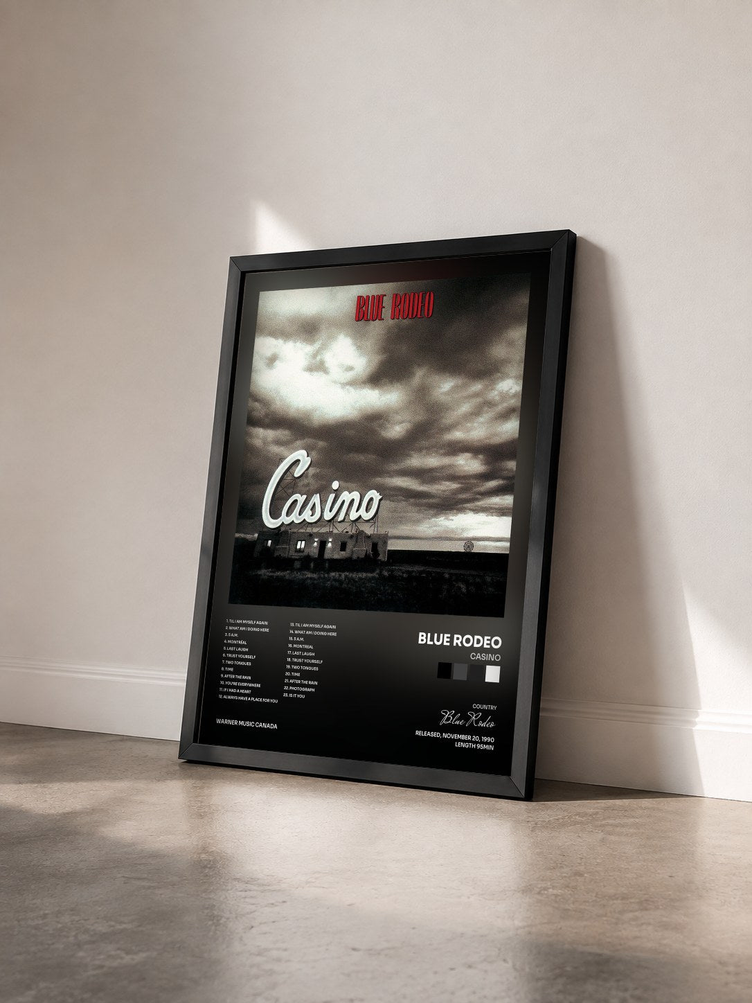 #noir Tableau de l'album Casino de Blue Rodeo vu de trois quarts, cadre noir
