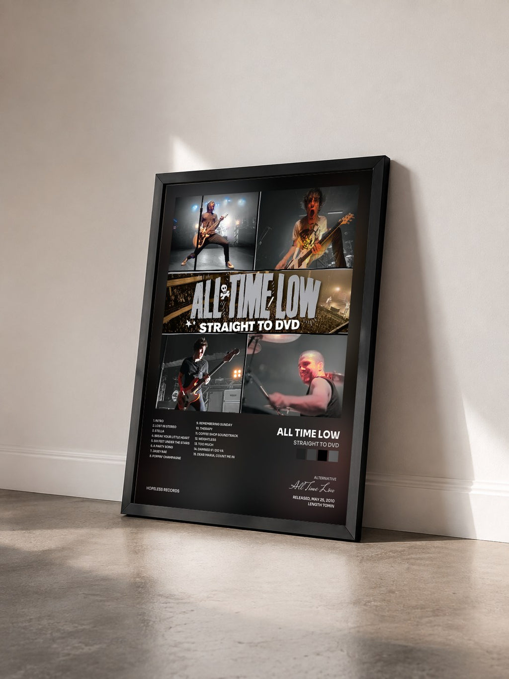 #noir Tableau de l'album Straight To DVD de All Time Low vu de trois quarts, cadre noir