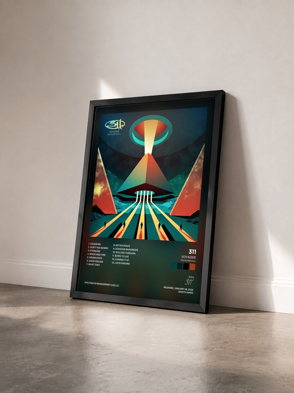 #noir Tableau de l'album Voyager (Instrumentals) de 311 vu de trois quarts, cadre noir
