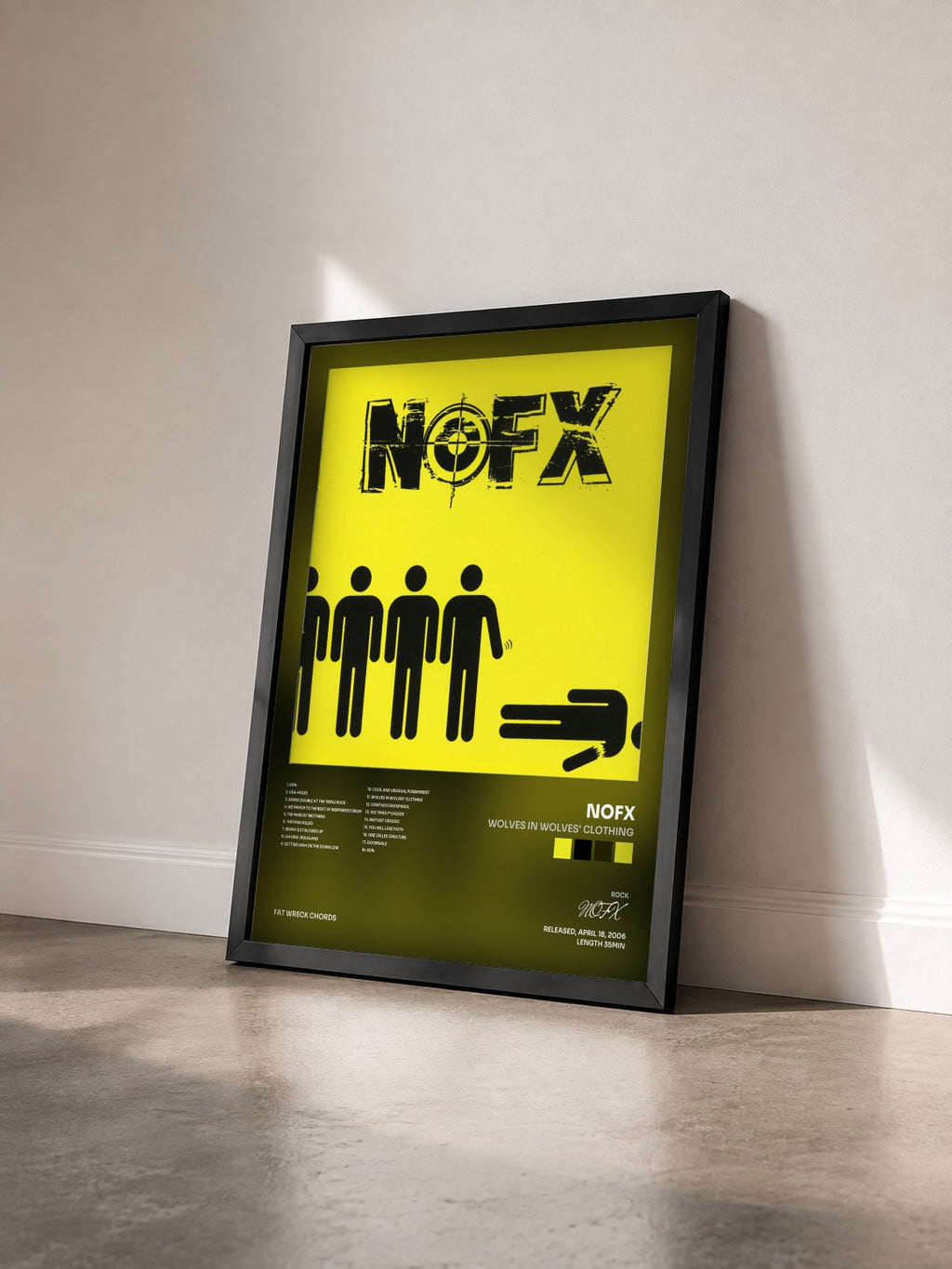 #noir Tableau de l'album Wolves in Wolves' Clothing de NOFX vu de trois quarts, cadre noir