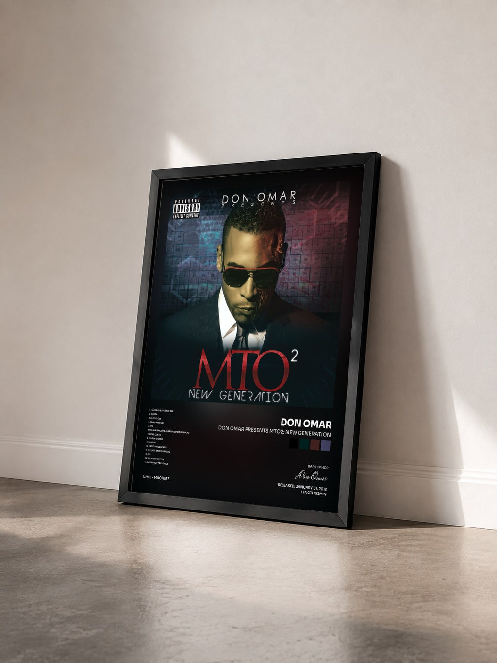 #noir Tableau de l'album Don Omar Presents MTO2: New Generation de Don Omar vu de trois quarts, cadre noir