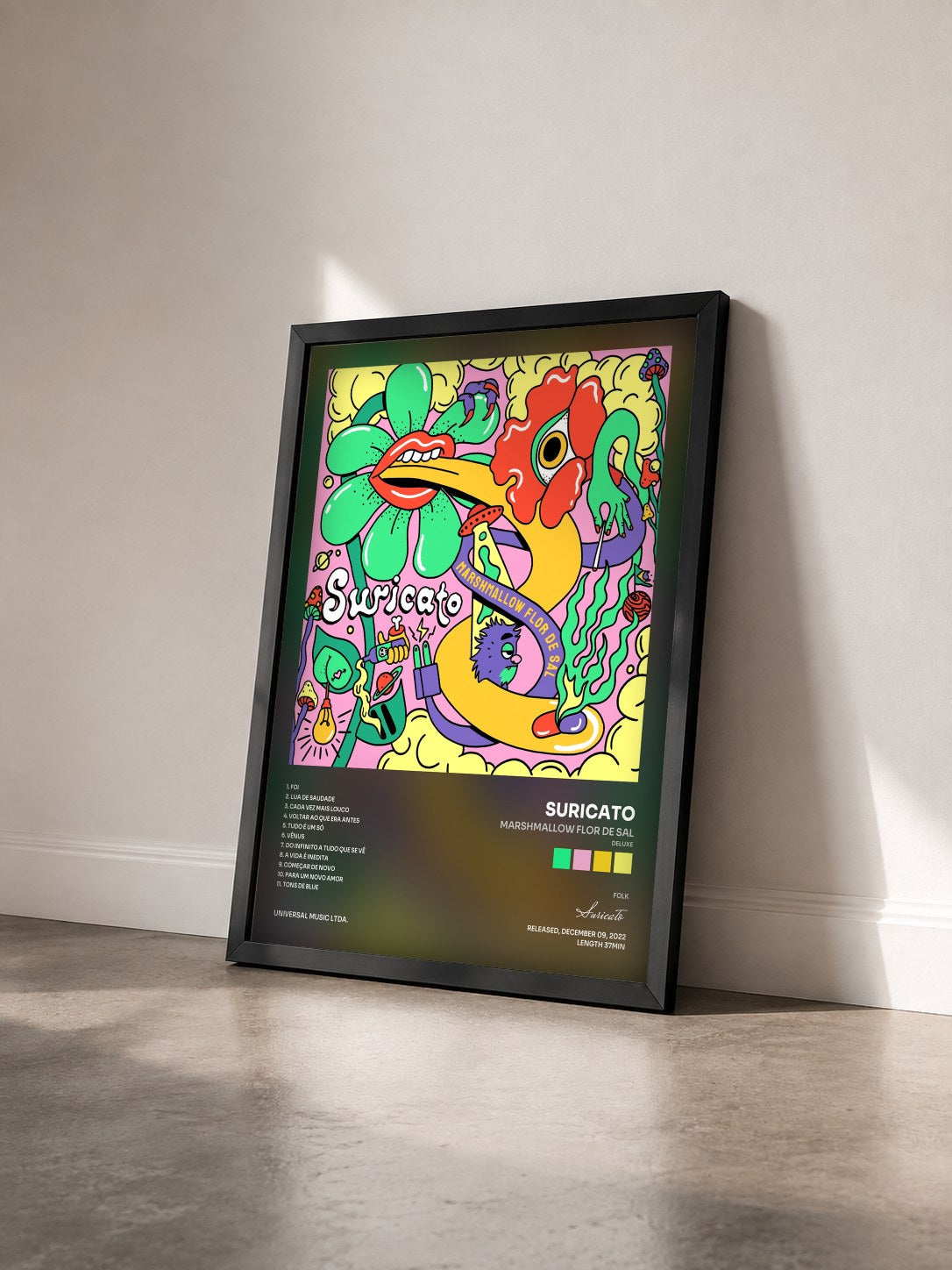 #noir Tableau de l'album Marshmallow Flor De Sal (Deluxe) de Suricato vu de trois quarts, cadre noir