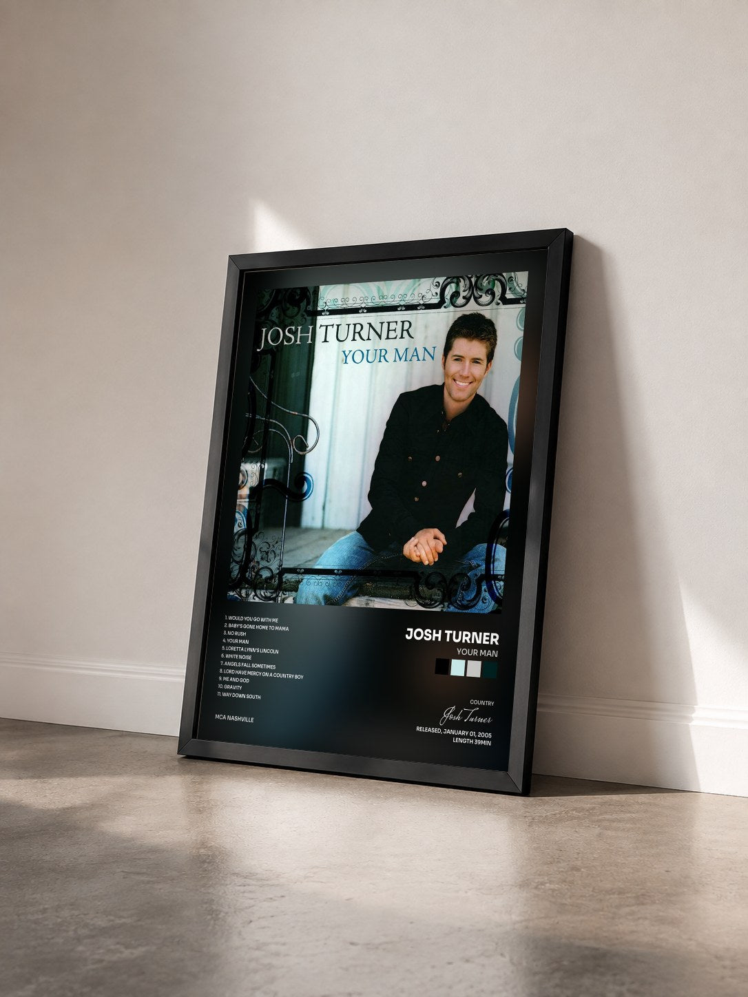 #noir Tableau de l'album Your Man de Josh Turner vu de trois quarts, cadre noir