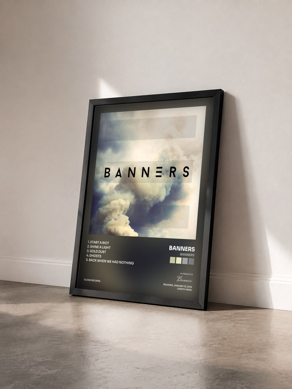 #noir Tableau de l'album BANNERS de Banners vu de trois quarts, cadre noir