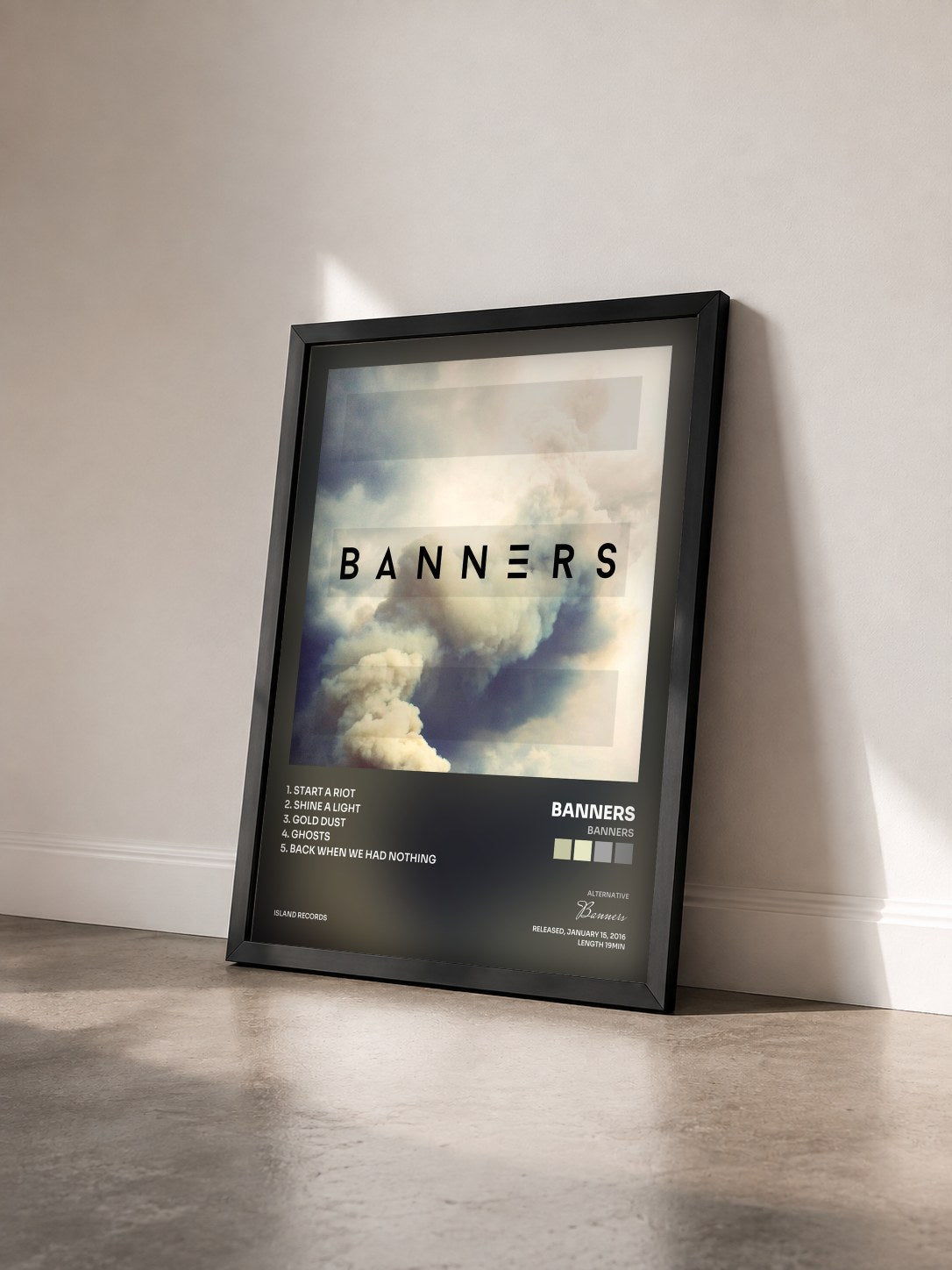 #noir Tableau de l'album BANNERS de Banners vu de trois quarts, cadre noir