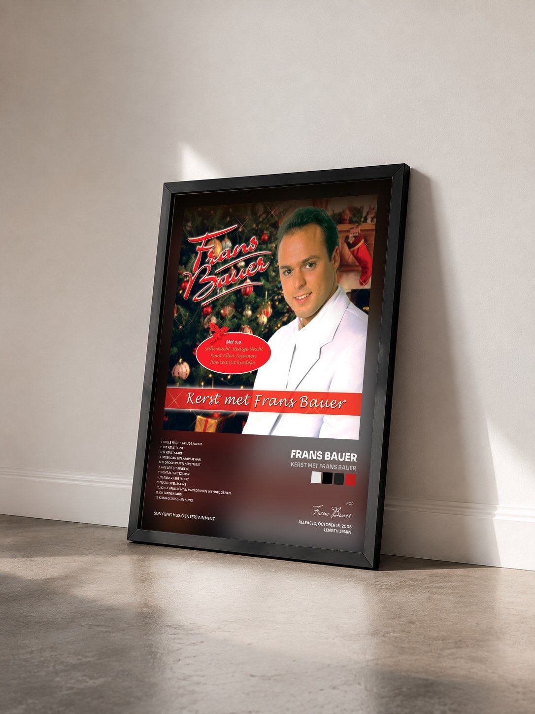 #noir Tableau de l'album Kerst Met Frans Bauer de Frans Bauer vu de trois quarts, cadre noir