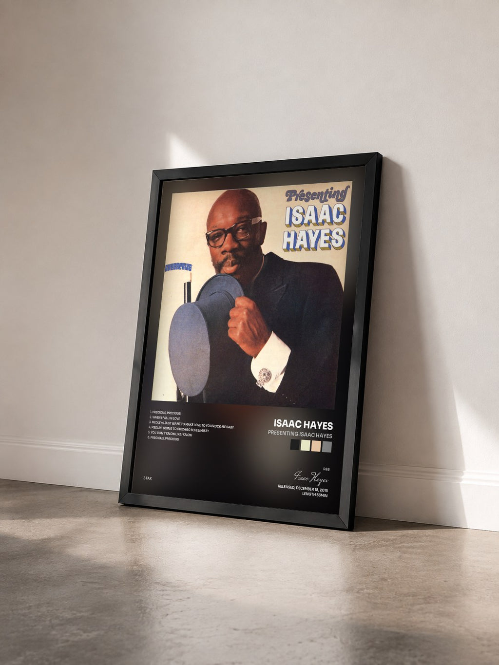 #noir Tableau de l'album Presenting Isaac Hayes de Isaac Hayes vu de trois quarts, cadre noir