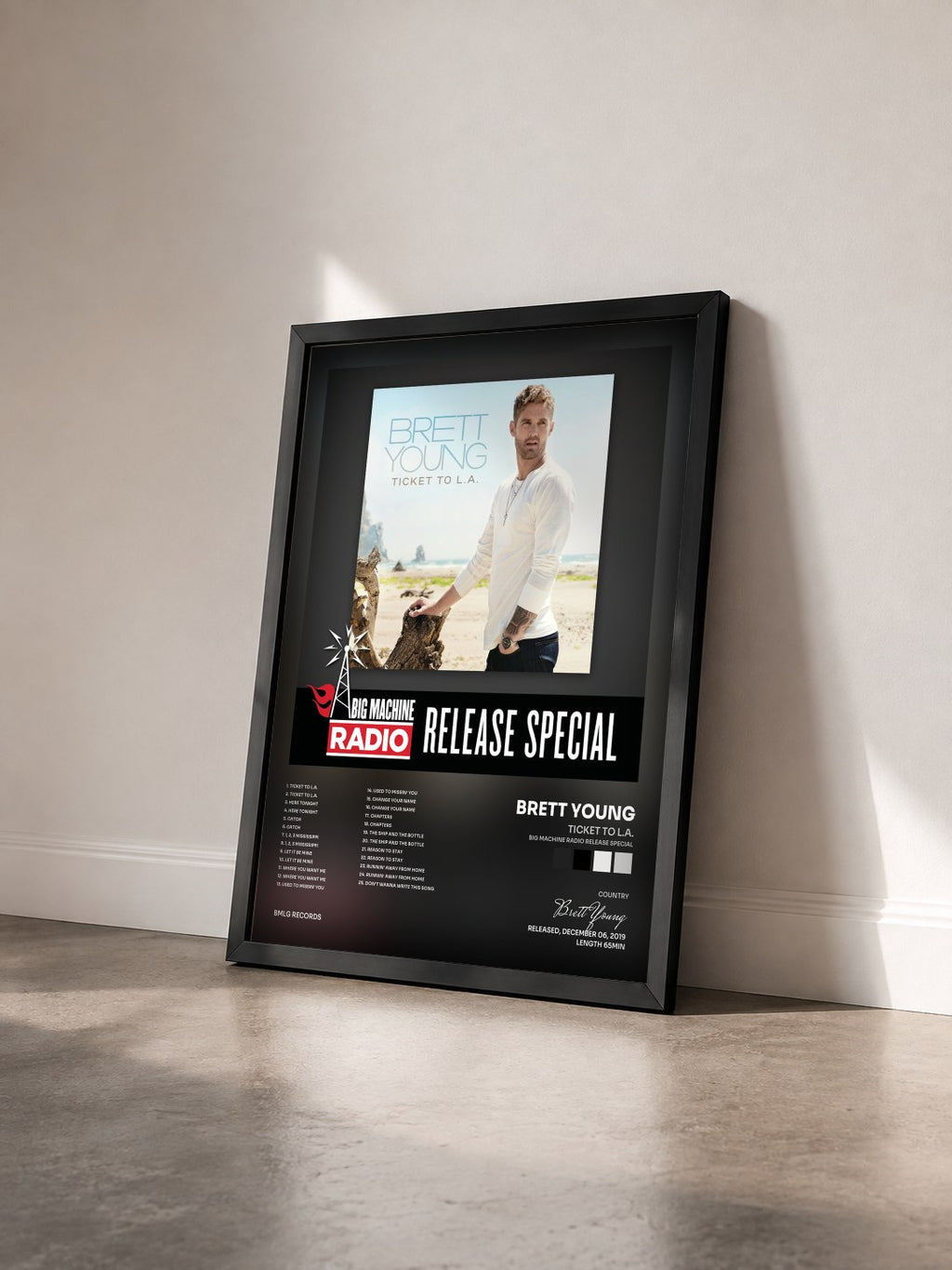 #noir Tableau de l'album Ticket To L.A. (Big Machine Radio Release Special) de Brett Young vu de trois quarts, cadre noir