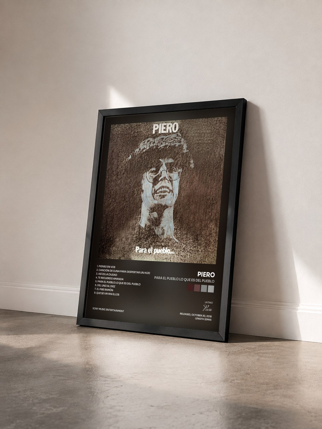 #noir Tableau de l'album Para el Pueblo lo Que Es del Pueblo de Piero vu de trois quarts, cadre noir