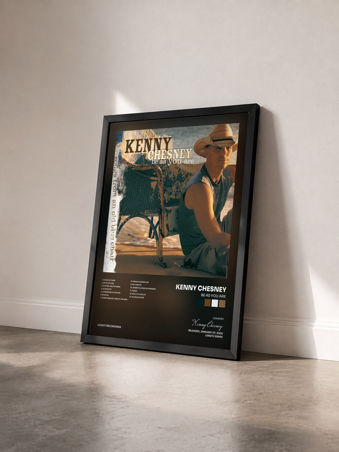 #noir Tableau de l'album Be As You Are de Kenny Chesney vu de trois quarts, cadre noir
