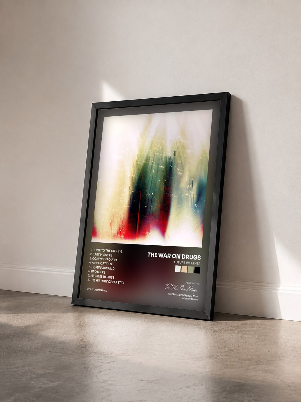 #noir Tableau de l'album Future Weather de The War On Drugs vu de trois quarts, cadre noir
