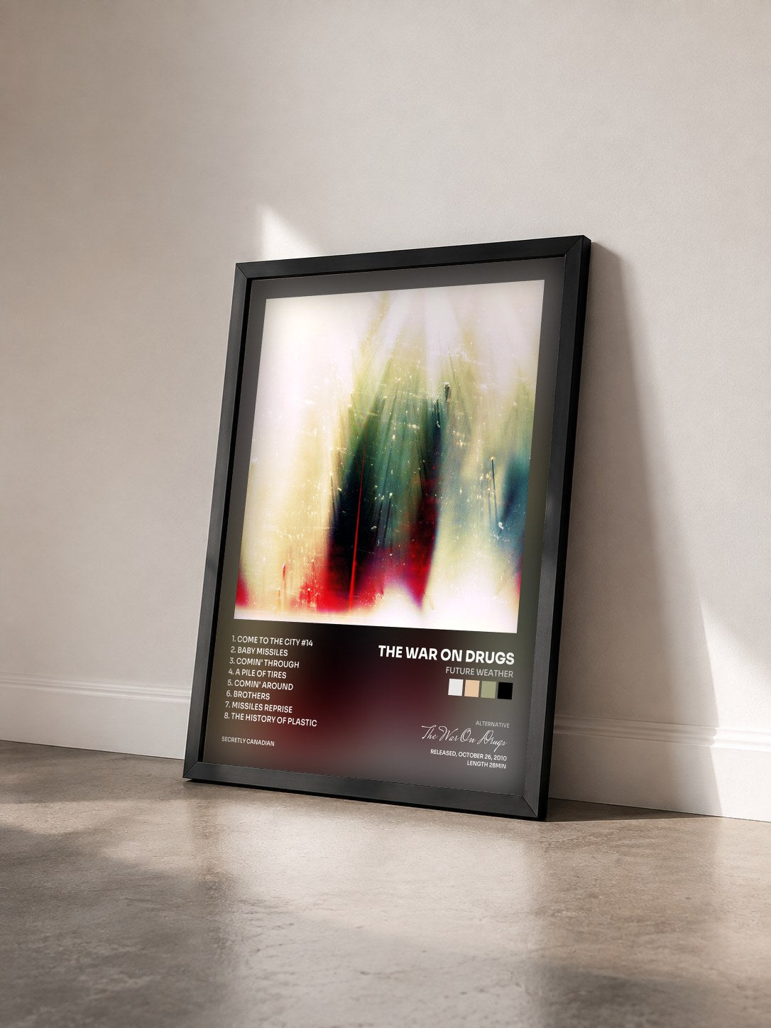 #noir Tableau de l'album Future Weather de The War On Drugs vu de trois quarts, cadre noir