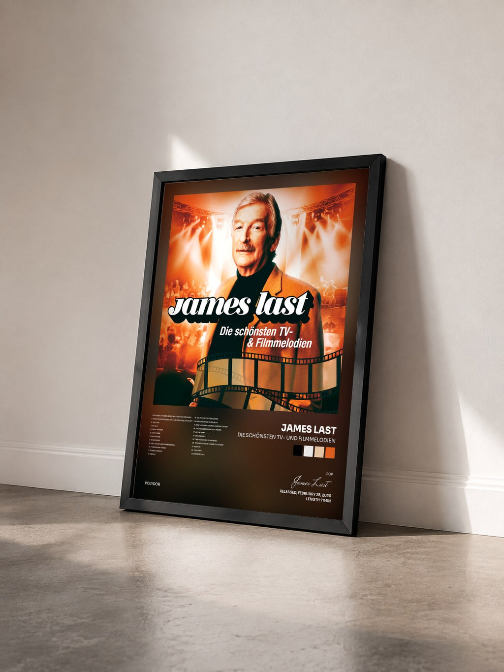 #noir Tableau de l'album Die schönsten TV- und Filmmelodien de James Last vu de trois quarts, cadre noir