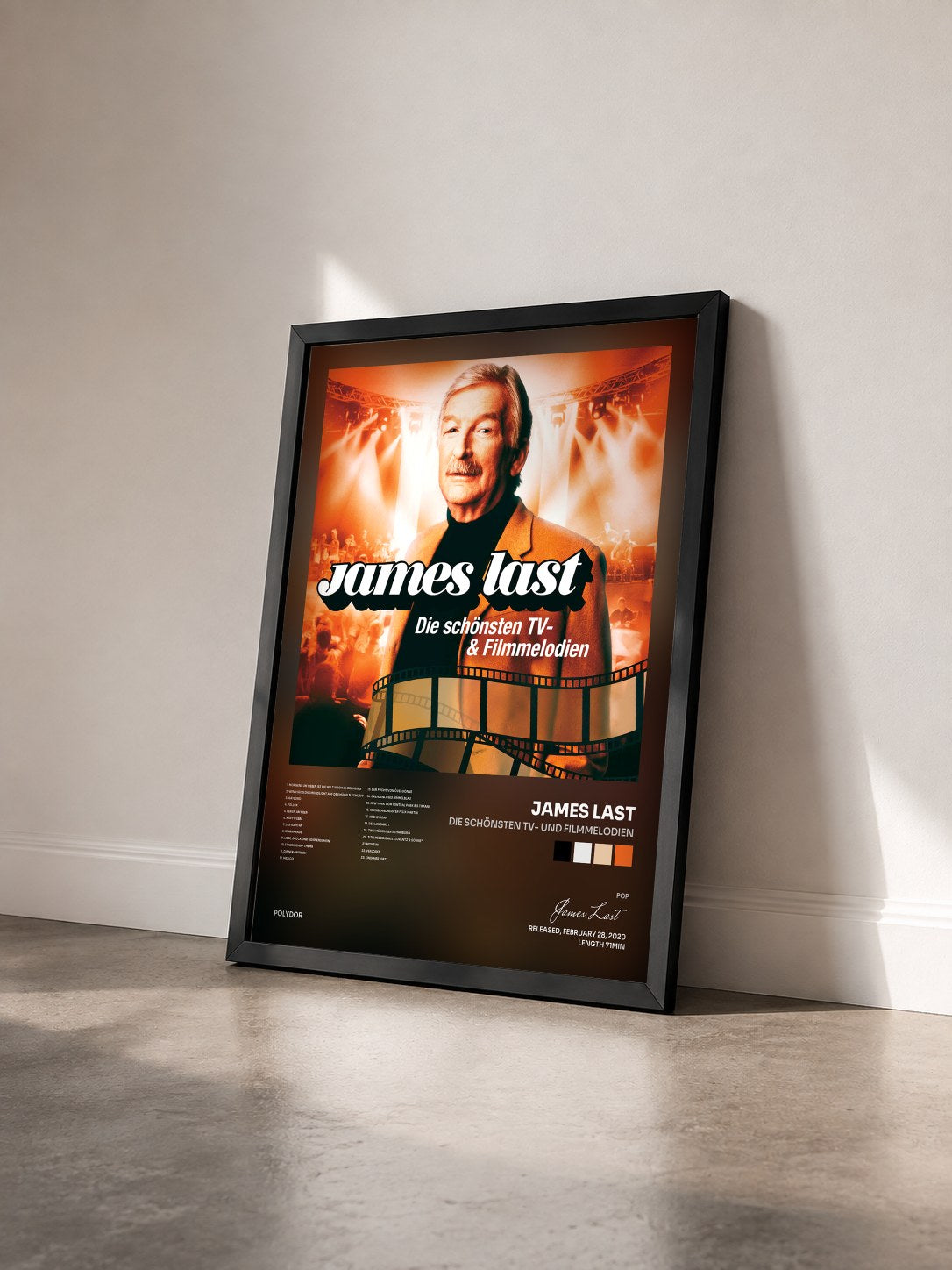#noir Tableau de l'album Die schönsten TV- und Filmmelodien de James Last vu de trois quarts, cadre noir