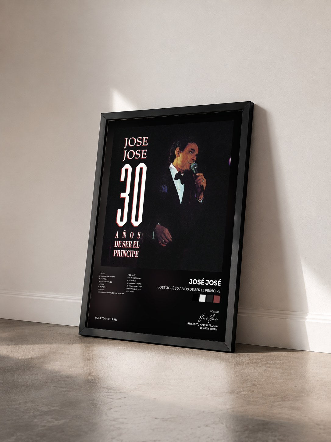 #noir Tableau de l'album José José 30 Años de Ser el Príncipe de José José vu de trois quarts, cadre noir