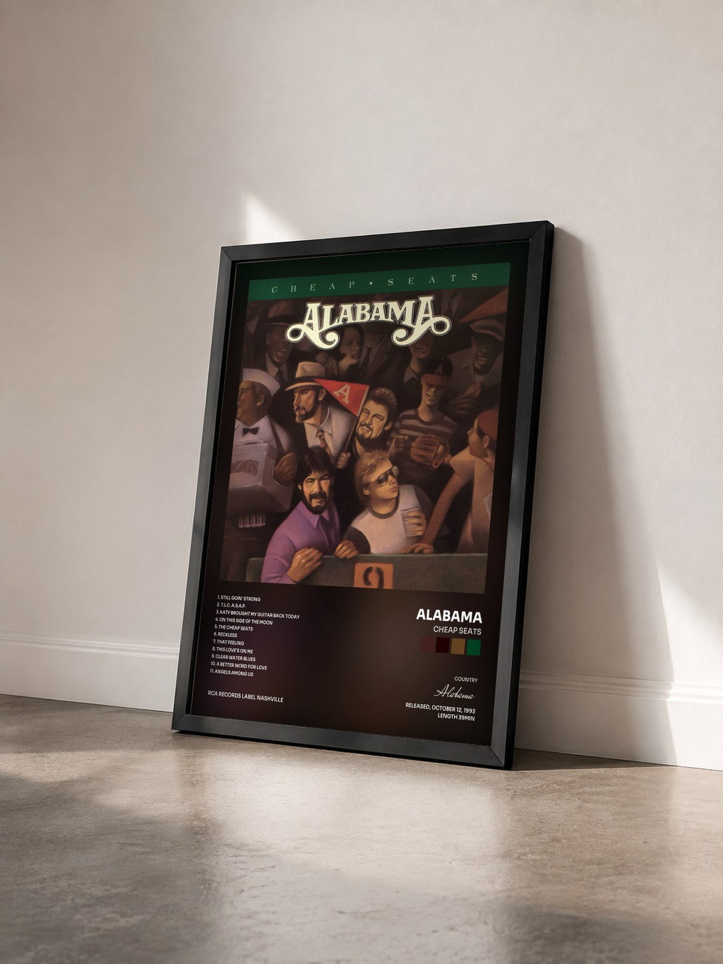 #noir Tableau de l'album Cheap Seats de Alabama vu de trois quarts, cadre noir