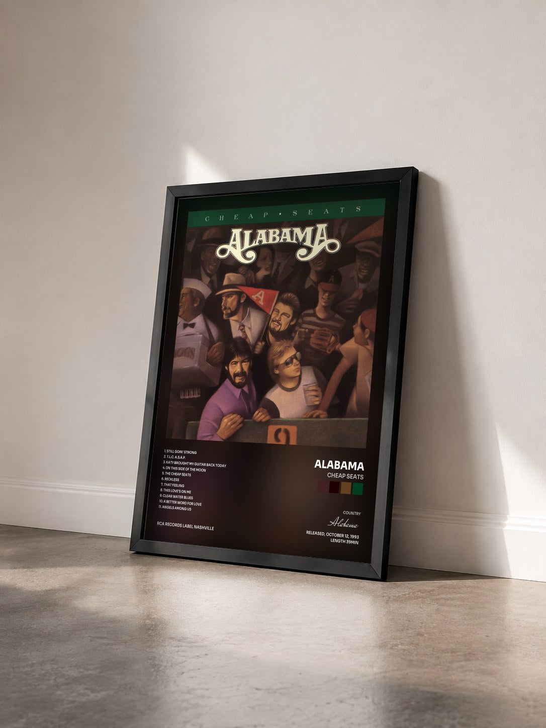 #noir Tableau de l'album Cheap Seats de Alabama vu de trois quarts, cadre noir