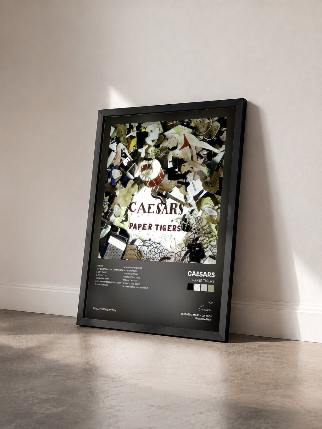#noir Tableau de l'album Paper Tigers de Caesars vu de trois quarts, cadre noir