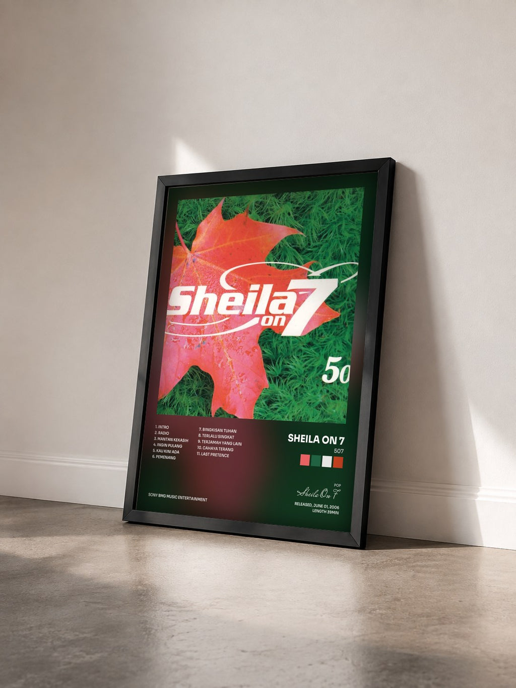 #noir Tableau de l'album 507 de Sheila On 7 vu de trois quarts, cadre noir