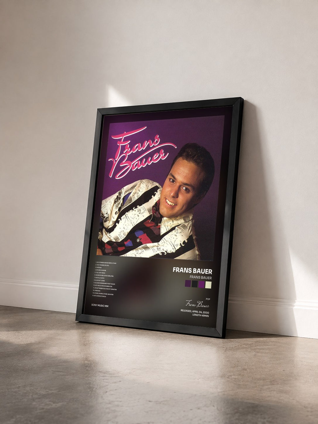 #noir Tableau de l'album Frans Bauer de Frans Bauer vu de trois quarts, cadre noir