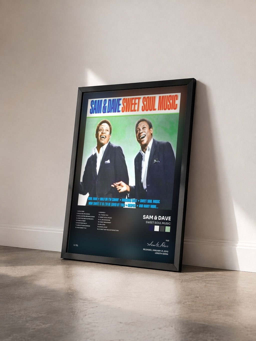#noir Tableau de l'album Sweet Soul Music de Sam & Dave vu de trois quarts, cadre noir
