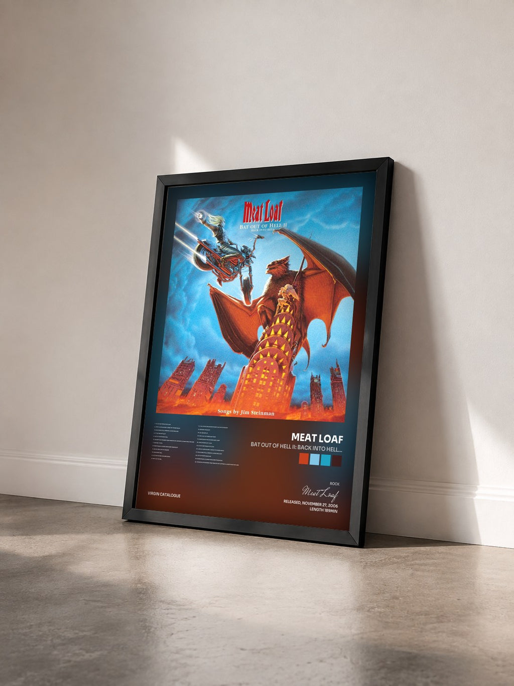 #noir Tableau de l'album Bat Out Of Hell II: Back Into Hell... de Meat Loaf vu de trois quarts, cadre noir