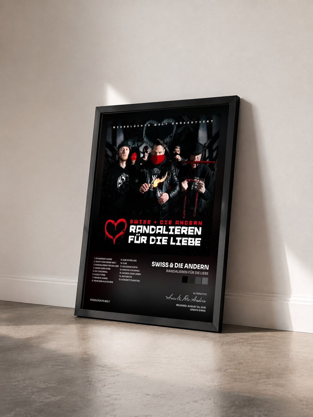 #noir Tableau de l'album Randalieren für die Liebe de Swiss & Die Andern vu de trois quarts, cadre noir