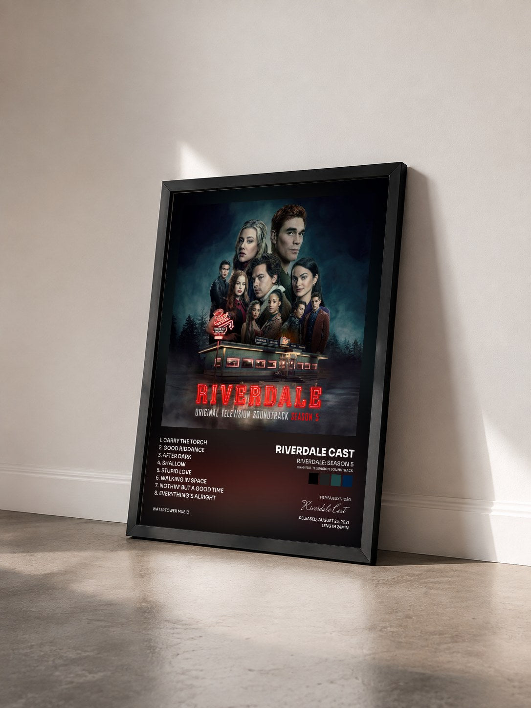 #noir Tableau de l'album Riverdale: Season 5 (Original Television Soundtrack) de Riverdale Cast vu de trois quarts, cadre noir