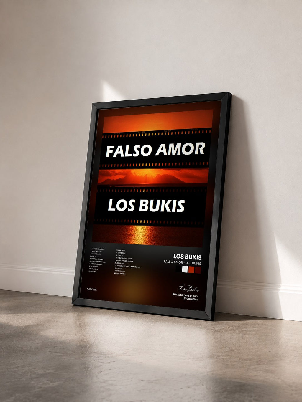 #noir Tableau de l'album Falso amor - Los Bukis de Los Bukis vu de trois quarts, cadre noir